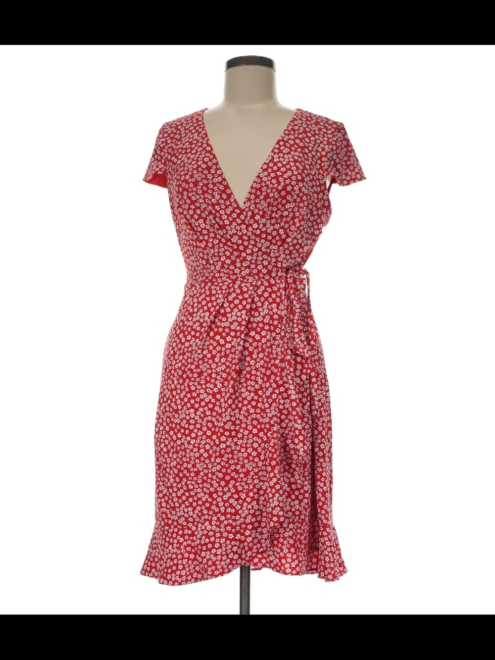 Jessica Howard Red Floral Asymmetrical Wrap Dress